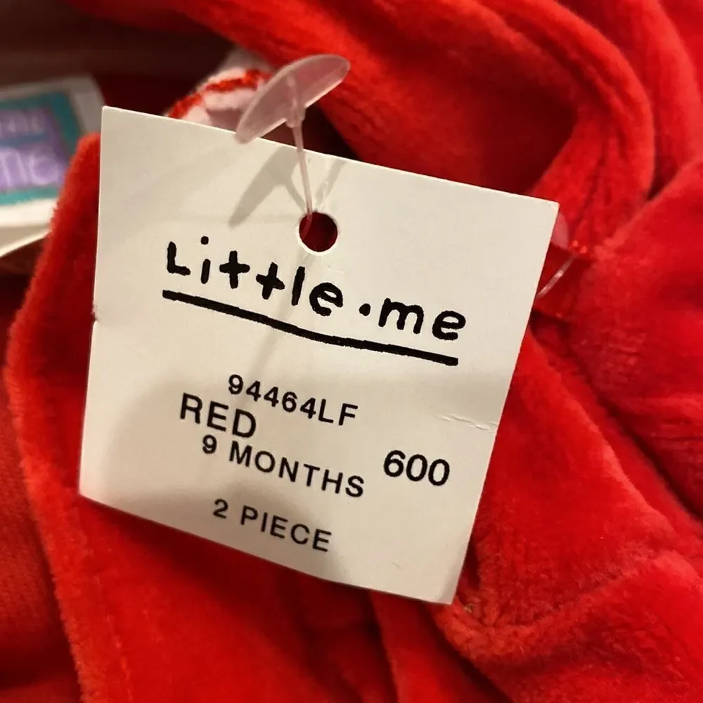 NWT Little Me Christmas Red Velvet Velour Sleeper Hat 9M